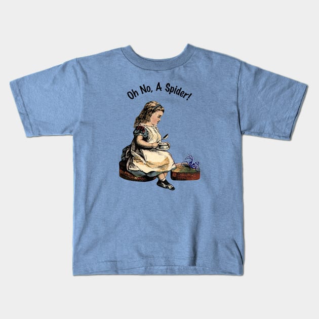 Oh No, A Spider! Little Miss Muffet Kids T-Shirt by Pheona and Jozer Designs